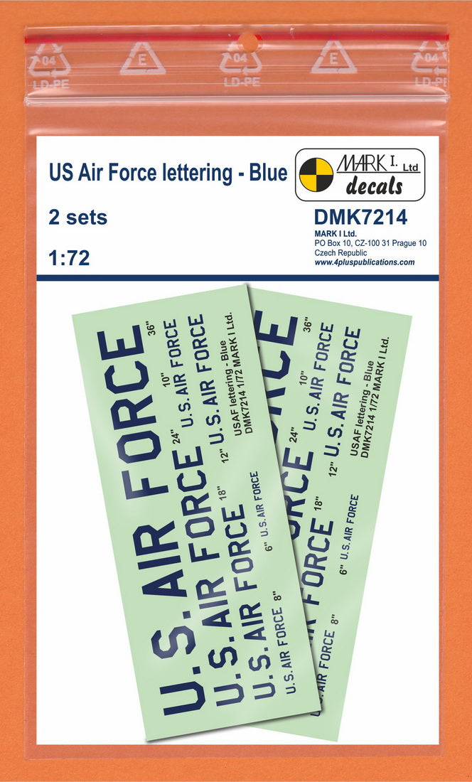 Mark I Decals DMK7214 1:72 USAF lettering - Blue, 2 sets