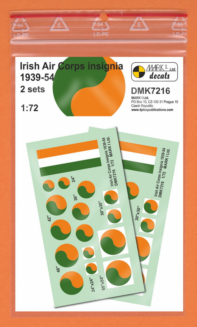 Mark I Decals DMK7216 1:72 Irish Air Corps Insignia 1939-54, 2 sets