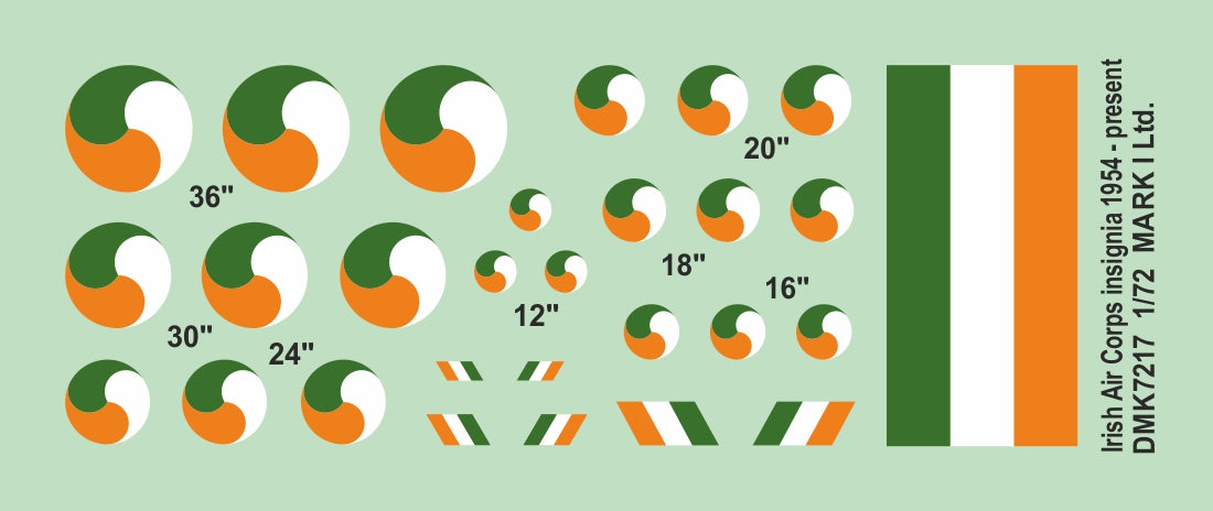 Mark I Decals DMK7217 1:72 Irish Air Corps Insignia 1954-present, 2 sets