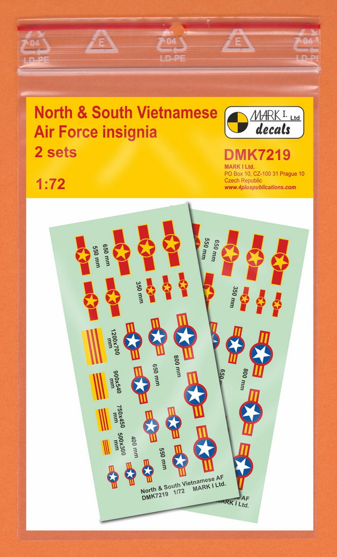 Mark I Decals DMK7219 1:72 North and South Vietnam AF Insignia, 2 sets