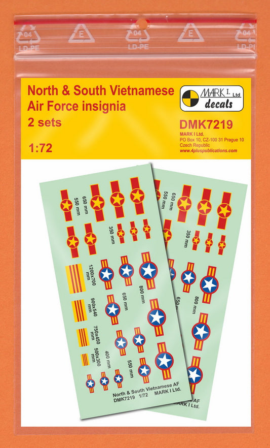 Mark I Decals DMK7219 1:72 North and South Vietnam AF Insignia, 2 sets