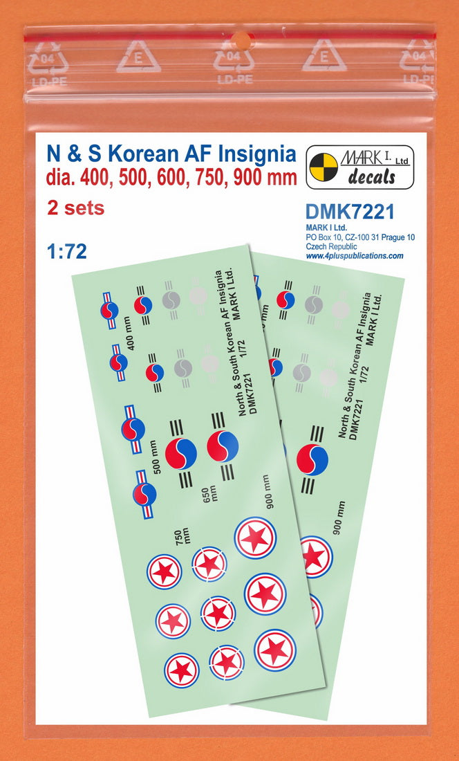 Mark I Decals DMK7221 1:72 North & South Korean AF Insignia, 2 sets