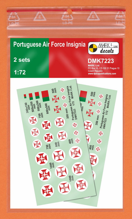 Mark I Decals DMK7223 1:72 Portuguese AF Insignia, 2 sets