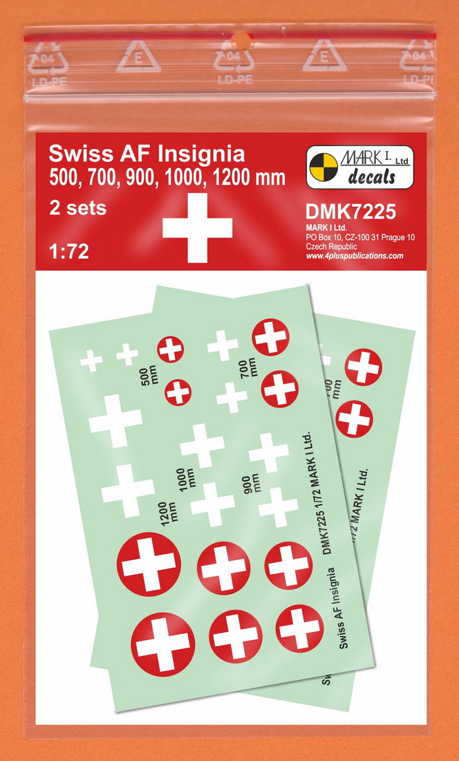 Mark I Decals DMK7225 1:72 Swiss AF Insignia, 2 sets