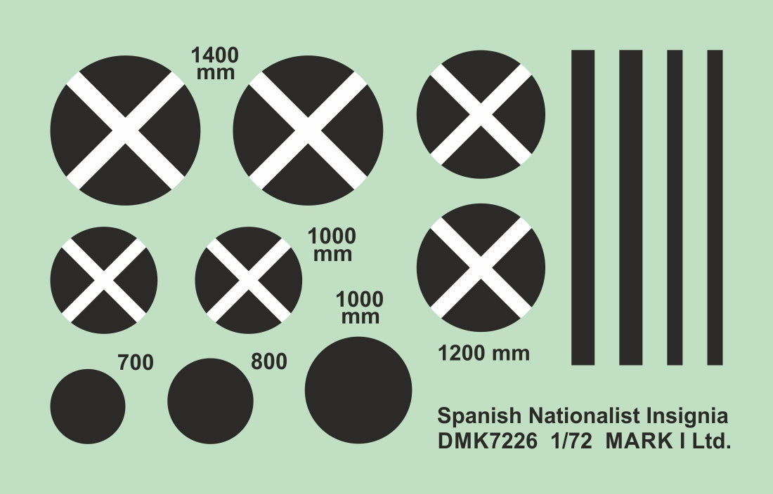 Mark I Decals DMK7226 1:72 Spanish Nationalist Insignia, 2 setis