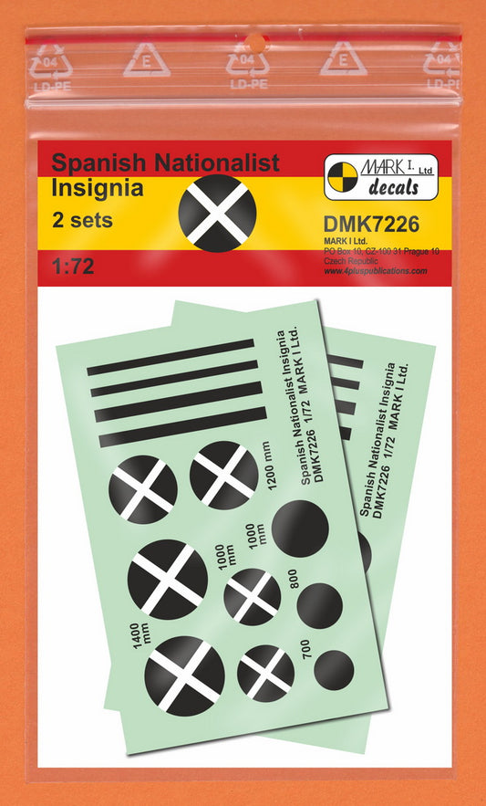 Mark I Decals DMK7226 1:72 Spanish Nationalist Insignia, 2 setis