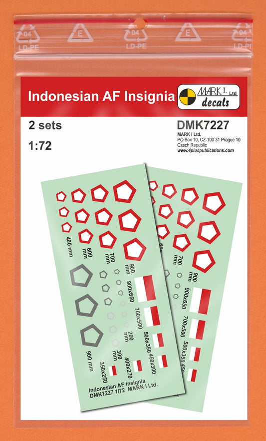 Mark I Decals DMK7227 1:72 Indonesian AF Insignia (incl. low-vis), 2 sets