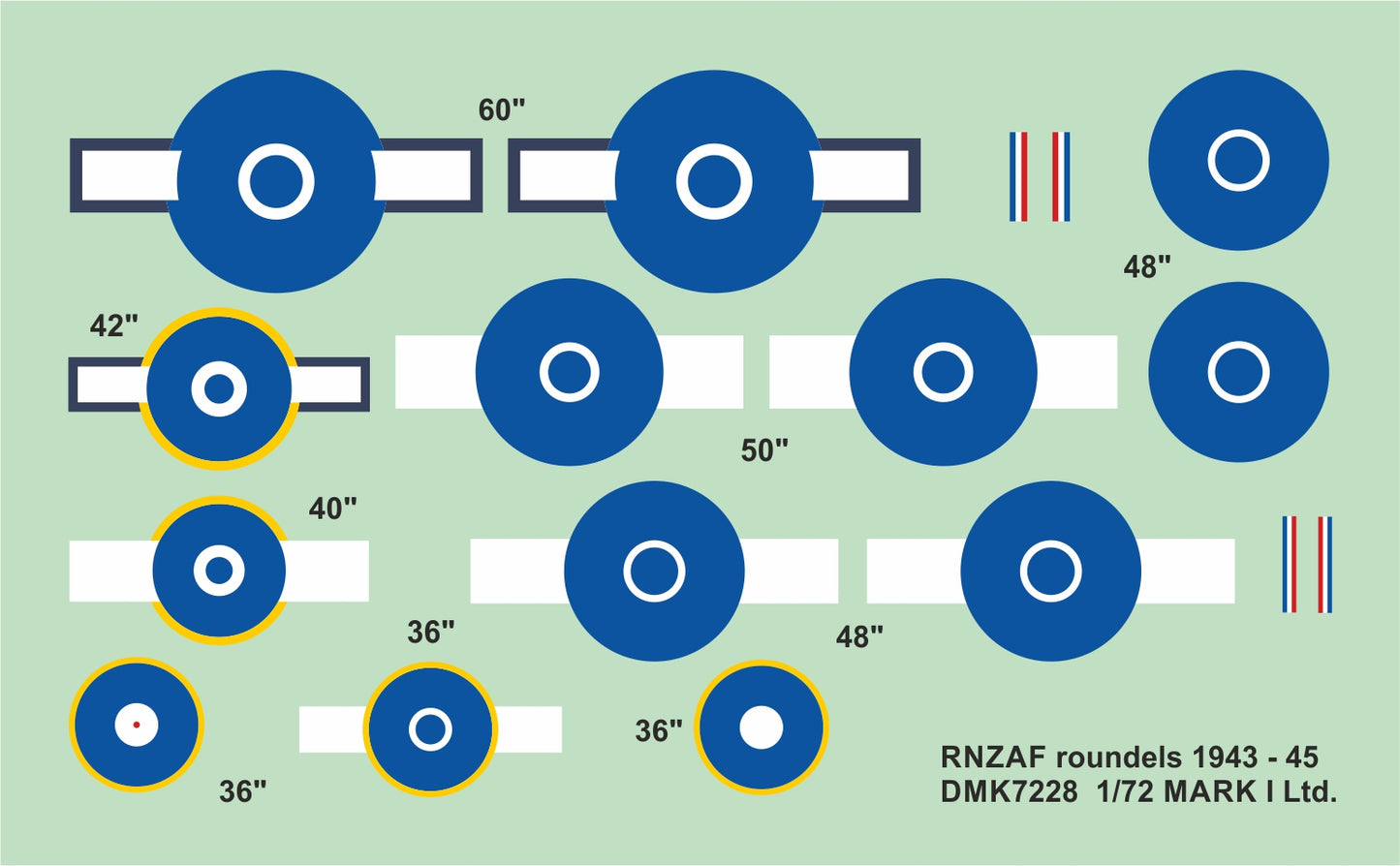 Mark I Decals DMK7228 1:72 RNZAF Insignia 1943-45, 2 sets