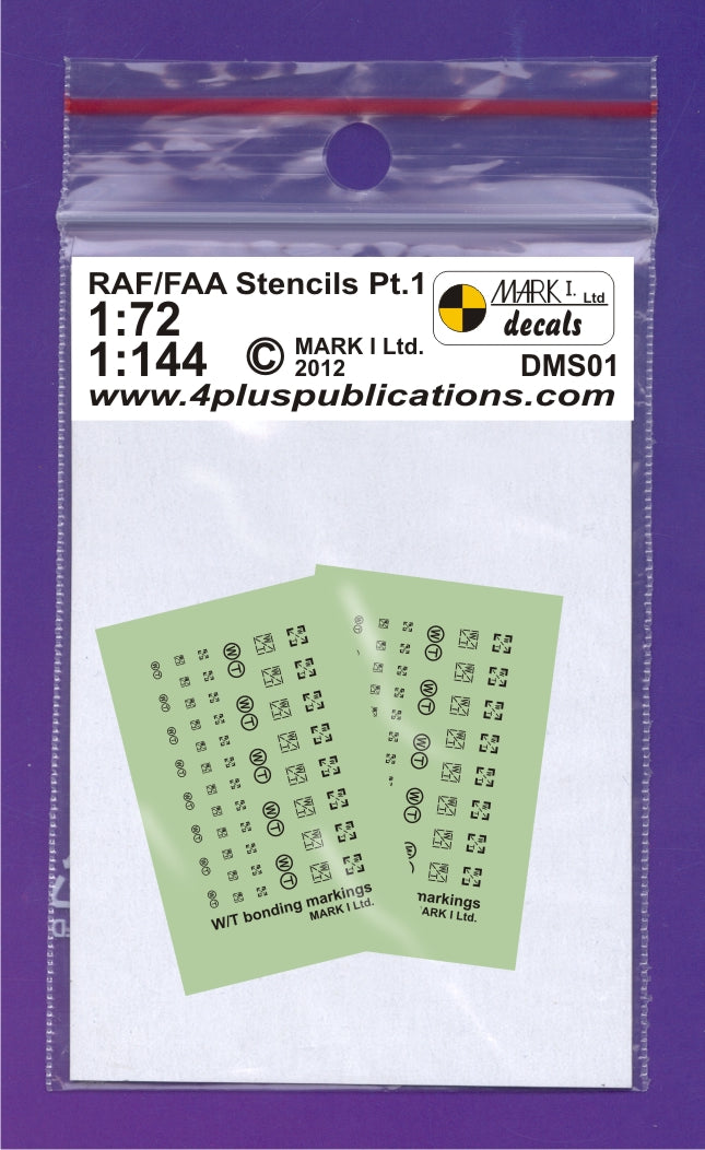 Mark I Decals DMS01 1:144, 1:72 RAF/FAA Stencils, Pt.1, 2 sets