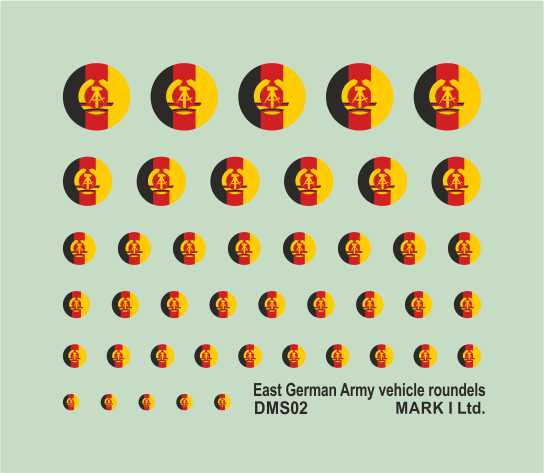 Mark I Decals DMS02 East German Army vehicle roundels, 2 sets