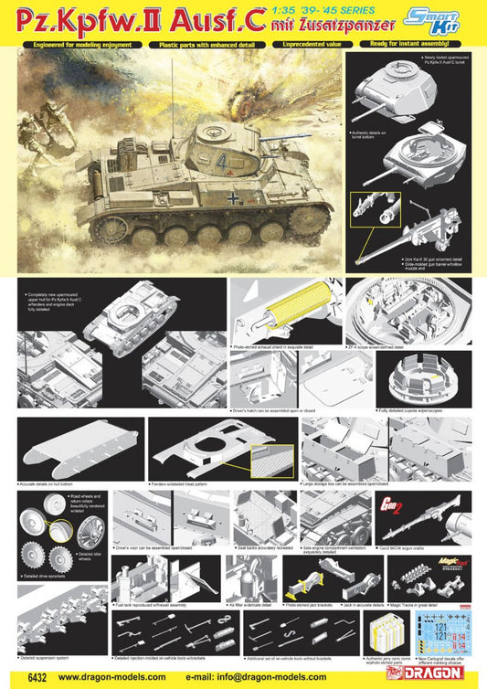 Dragon 6432 1:35 Pz.Kpfw.II Ausf.C mit Zusatzpanzer