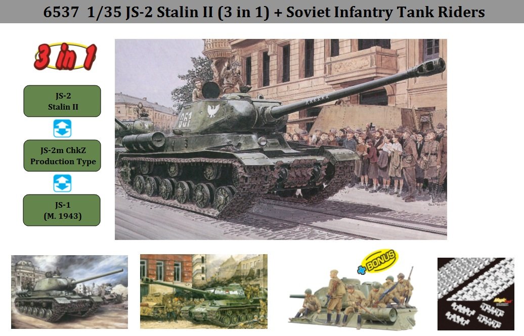 Dragon 6537 1:35 Soviet JS-2 Stalin (3 in 1) + Soviet Infantry Tank Riders