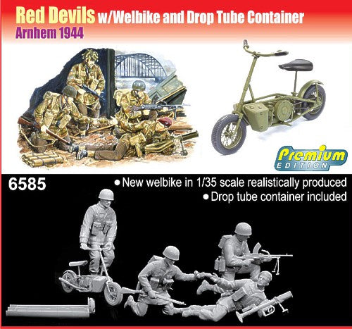 Dragon 6585 1:35 Red Devils x 4 with Welbike and Drop Tube Container