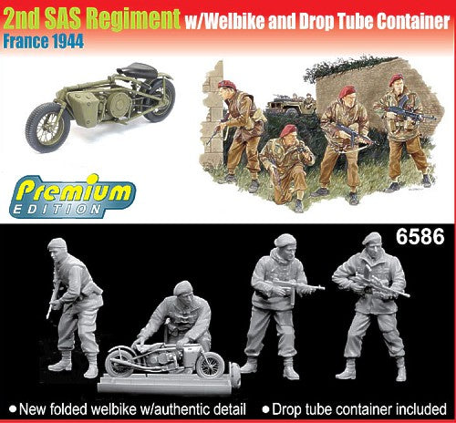 Dragon 6586 1:35 2nd SAS Regiment x 4 with Welbike and Drop Tube Container