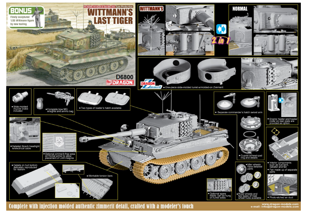 Dragon 6800 1:35 Pz.Kpfw.VI Tiger 'Wittmann's Last Tiger' with Wittman figure