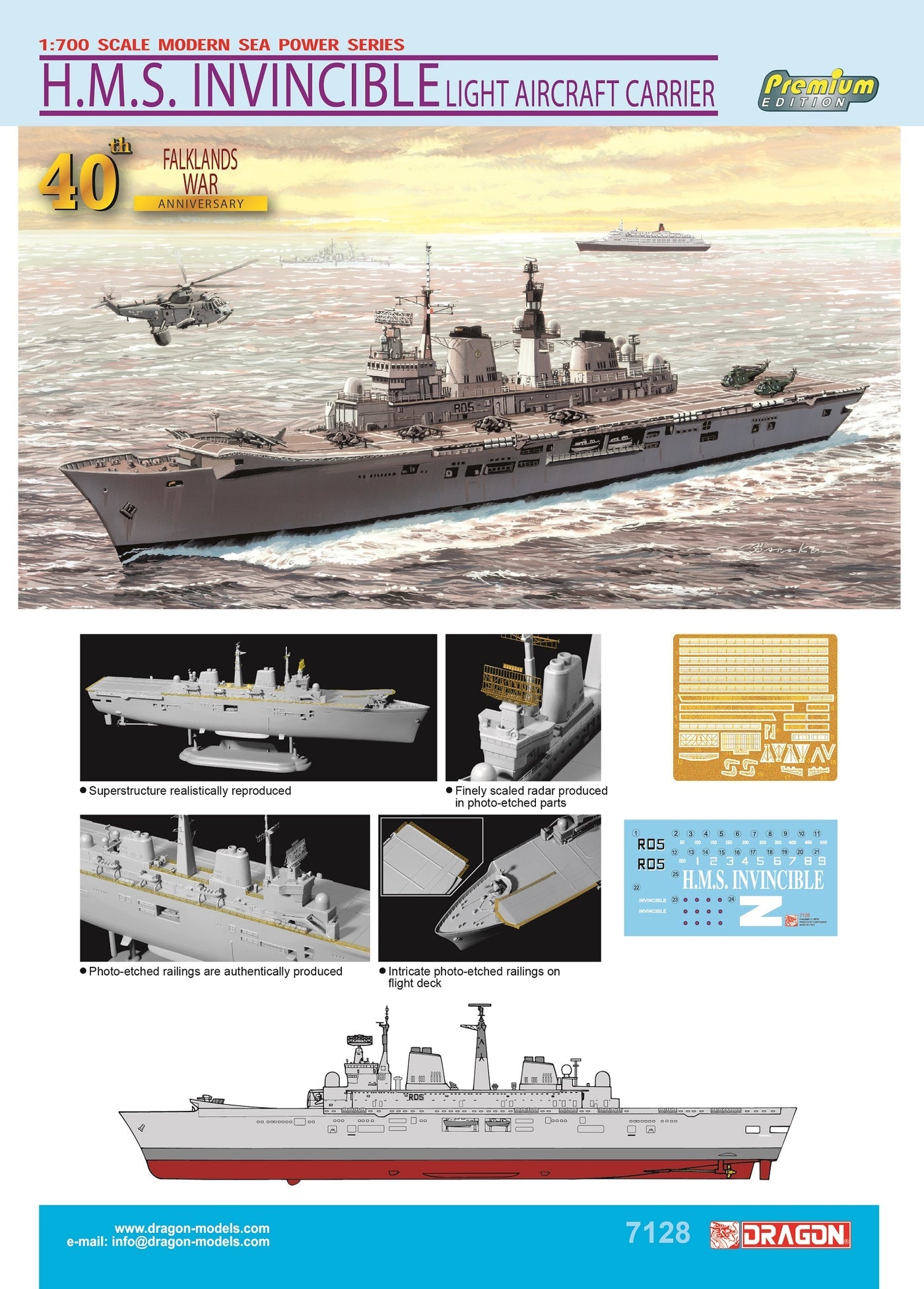 Dragon 7128 1:700 H.M.S. Invincible