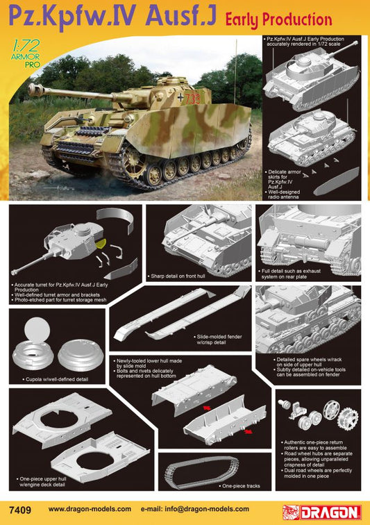 Dragon 7409 1:72 Pz.Kpfw.IV Ausf.J Early