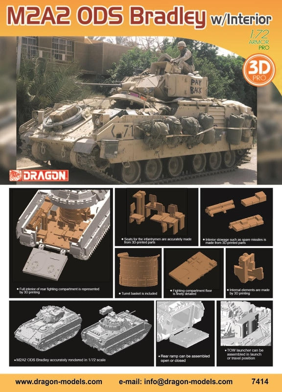 Dragon 7414 1:72 M2A2 ODS Bradley with Interior