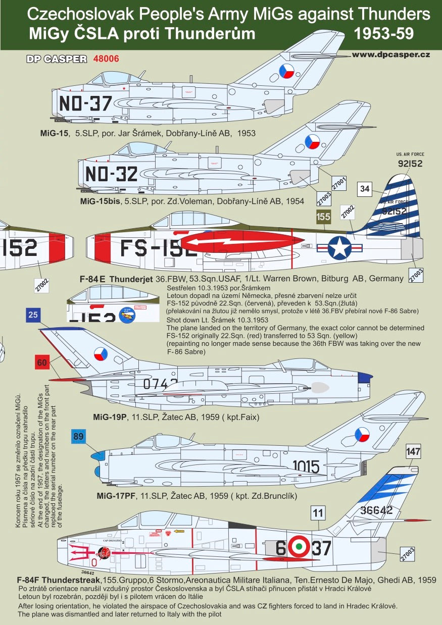 DP Casper 48006 1:48 Czechoslovak Peoples Army MiGs against Thunders 1953-59