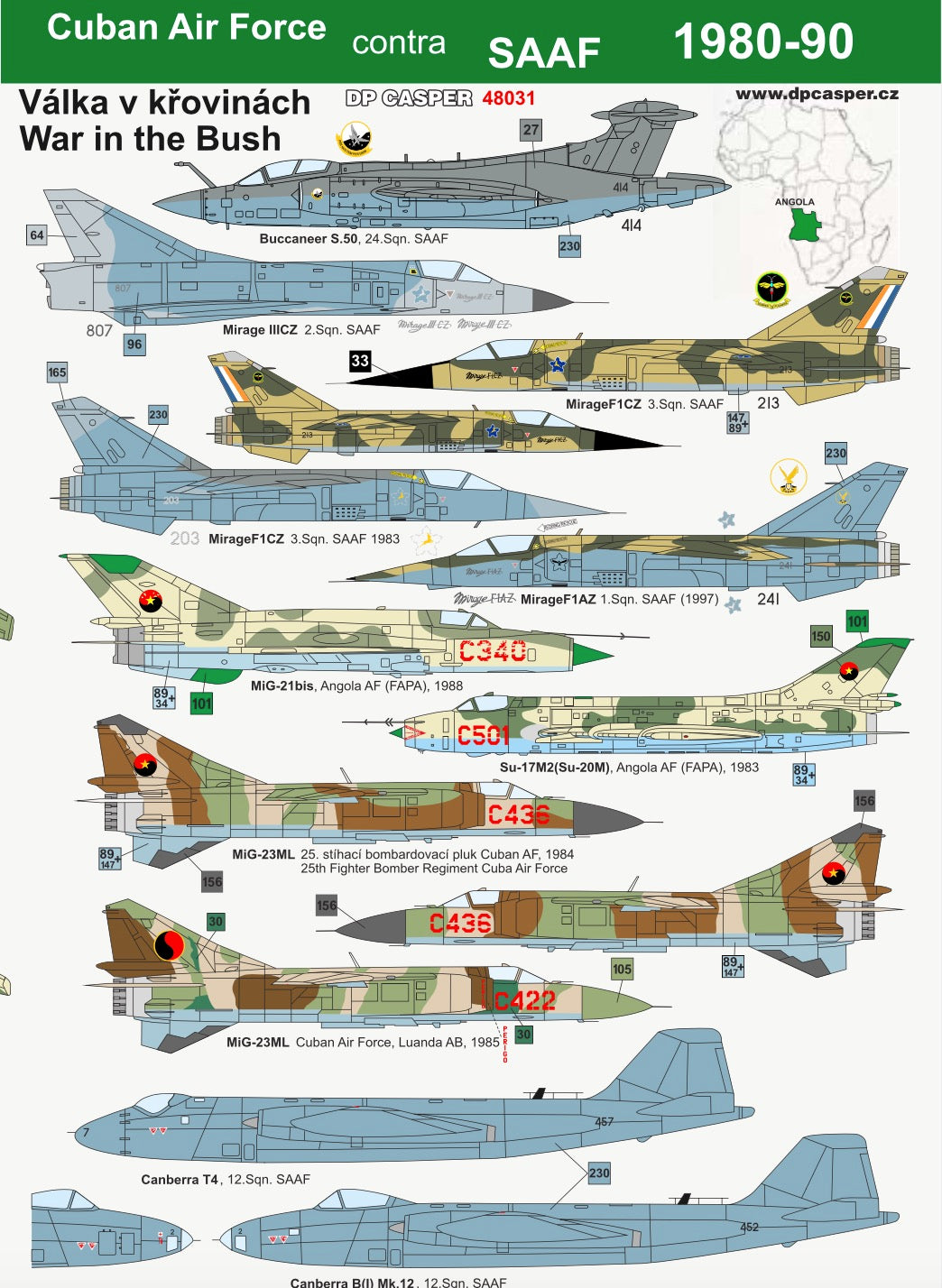 DP Casper. 48031 1:48 Cuban Air Force contra SAAF 1980-90. War in the Bush