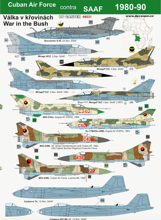 DP Casper. 48031 1:48 Cuban Air Force contra SAAF 1980-90. War in the Bush