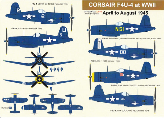 DP Casper 72033 1:72 Vought F4U-4 Corsairs in WWII April to August 1945