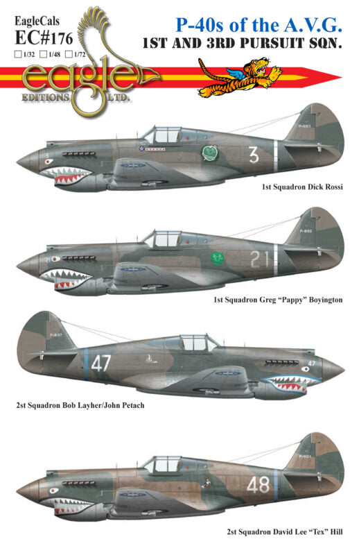 Eagle Cal 32176 1:32 Curtiss P-40s of the A.V.G. 1st and 2nd Pursuit Squadron