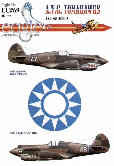 Eagle Cal 32069 1:32 Curtiss P-40B AVG Tomahawk 2nd Sqn Blue fuselage bands