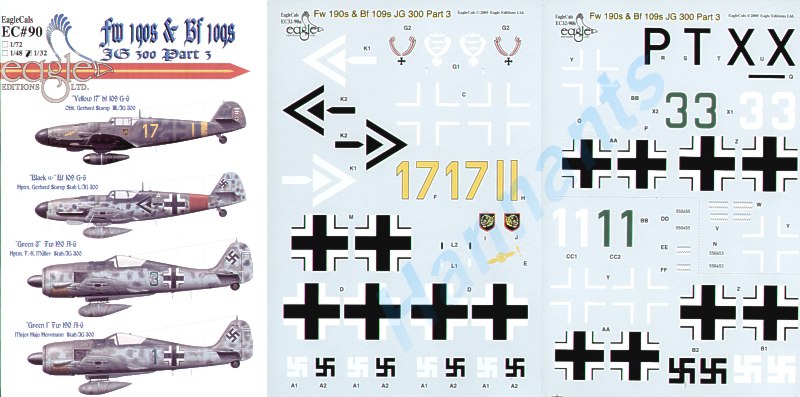 Eagle Cal 32090 1:32 Messerschmitt Bf-109G and Focke-Wulf Fw-190A-6