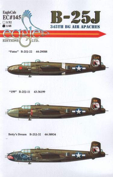 Eagle Cal 32145 1:32 North-American B-25J Mitchell 345th BG Air Apaches