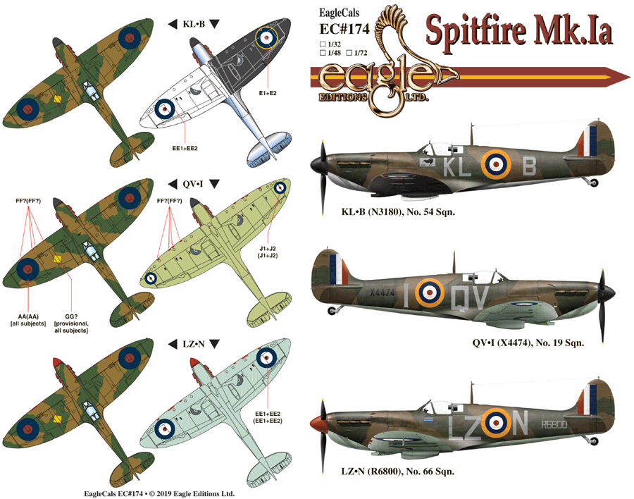 Eagle Cal 32174 1:32 Supermarine Spitfire Mk.Ia