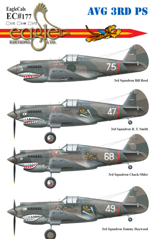 Eagle Cal 32177 1:32 Curtiss P-40s of the A.V.G 3rd Pursuit Squadron