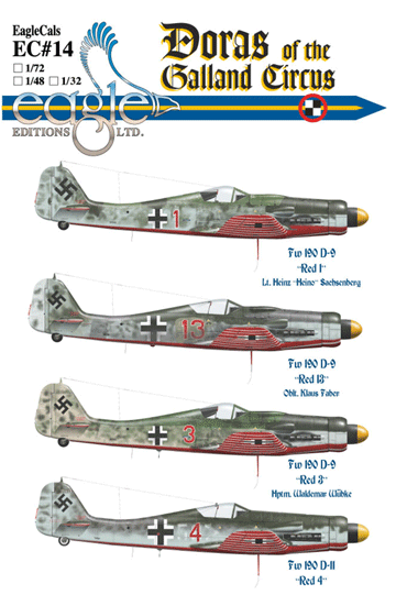 Eagle Cal 48014 1:48 Focke-Wulf Fw-190D-9 & Fw-190D-11 Doras of JV 44 the Galland Circus