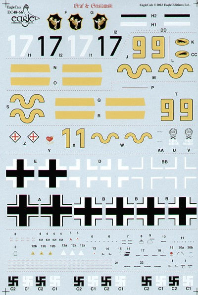 Eagle Cal 48066 1:48 Messerschmitt Bf-109E-1/Bf-109G-2 Graf and Grislawski 9/JG 52 Part 3