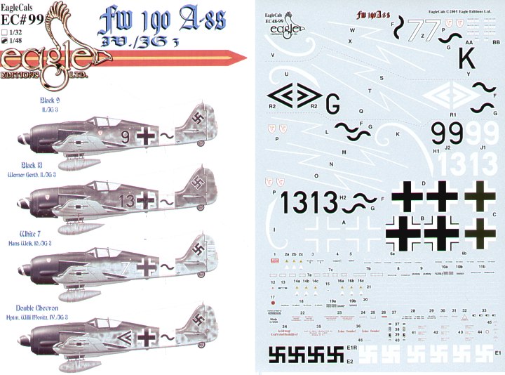 Eagle Cal 48099 1:48 Focke-Wulf Fw-190A-8/R IV./JG 3 Udet