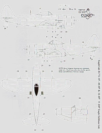 Eagle Cal 48107 1:48 Republic P-47D Thunderbolt Elsie, Lil Butch and Sigma New Girl