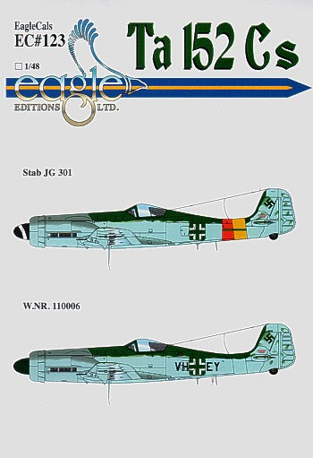 Eagle Cal 48123 1:48 Focke-Wulf Ta-152Cs, VH + EY Ta-152 C Prototype C-1/R31 Stab JG