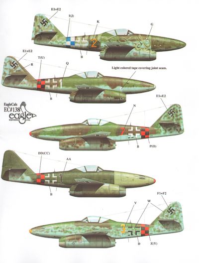 Eagle Cal 72138 1:72 Messerschmitt Me-262 As of KG(J) Units