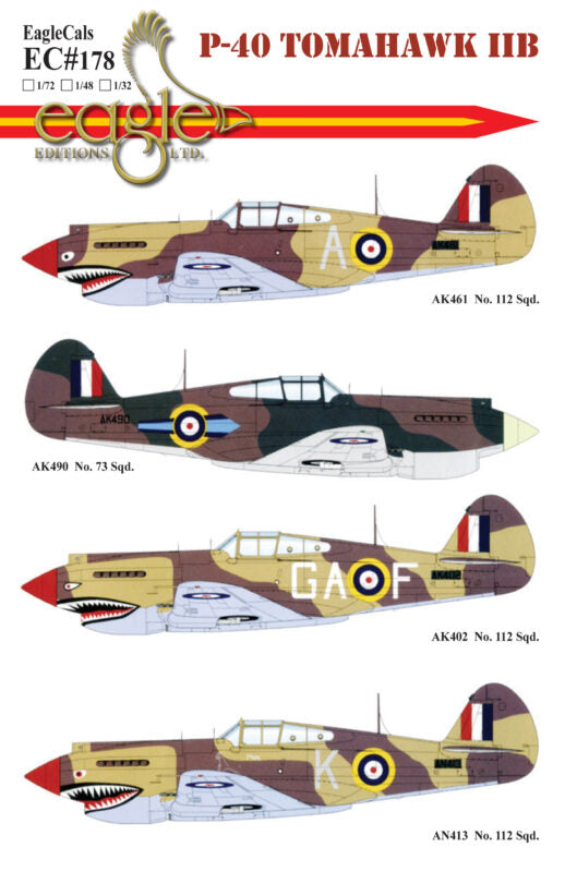 Eagle Cal 72178 1:72 Curtiss P-40 Tomahawk IIB