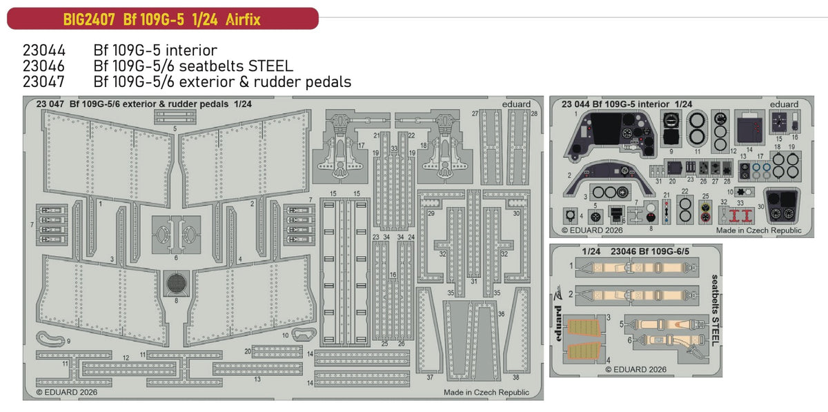 Eduard Big-Ed BIG2407 1:24 Messerschmitt Bf-109G-5 Big-Ed Set