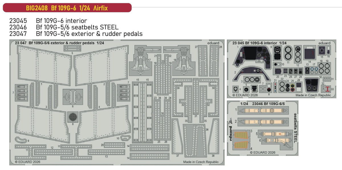 Eduard Big-Ed BIG2408 1:24 Messerschmitt Bf-109G-6 Big-Ed Set