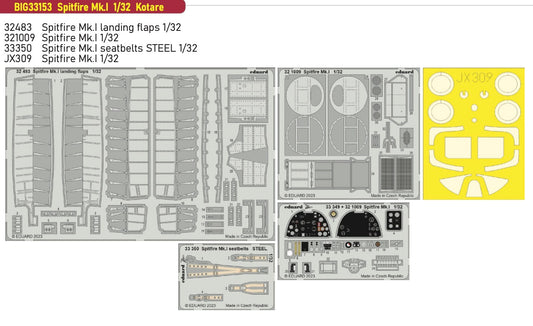 Eduard Big-Ed BIG33153 1:32 Supermarine Spitfire Mk.I  to be used with Kotare