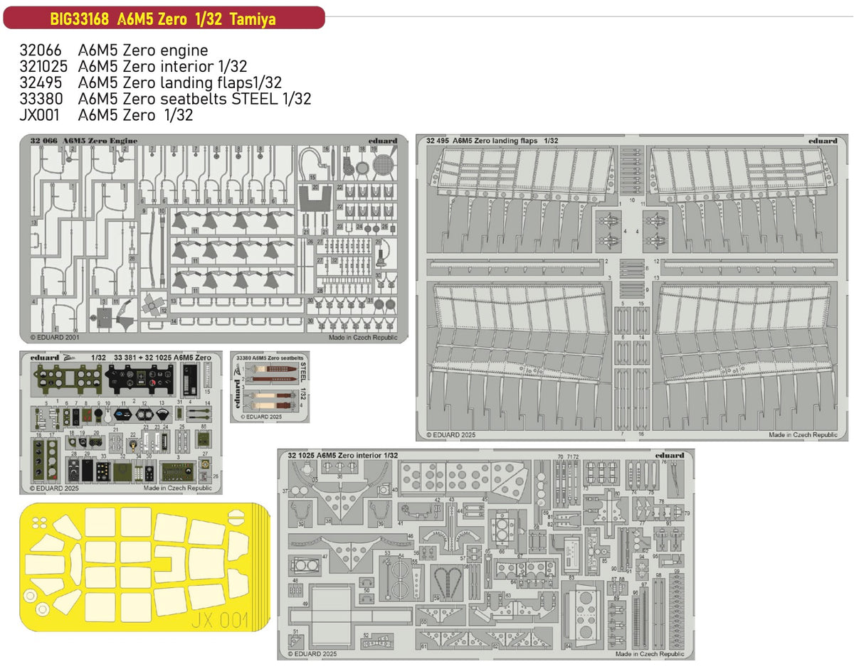 Eduard Big-Ed BIG33168 1:32 Mitsubishi A6M5 Zero Big-Ed Set