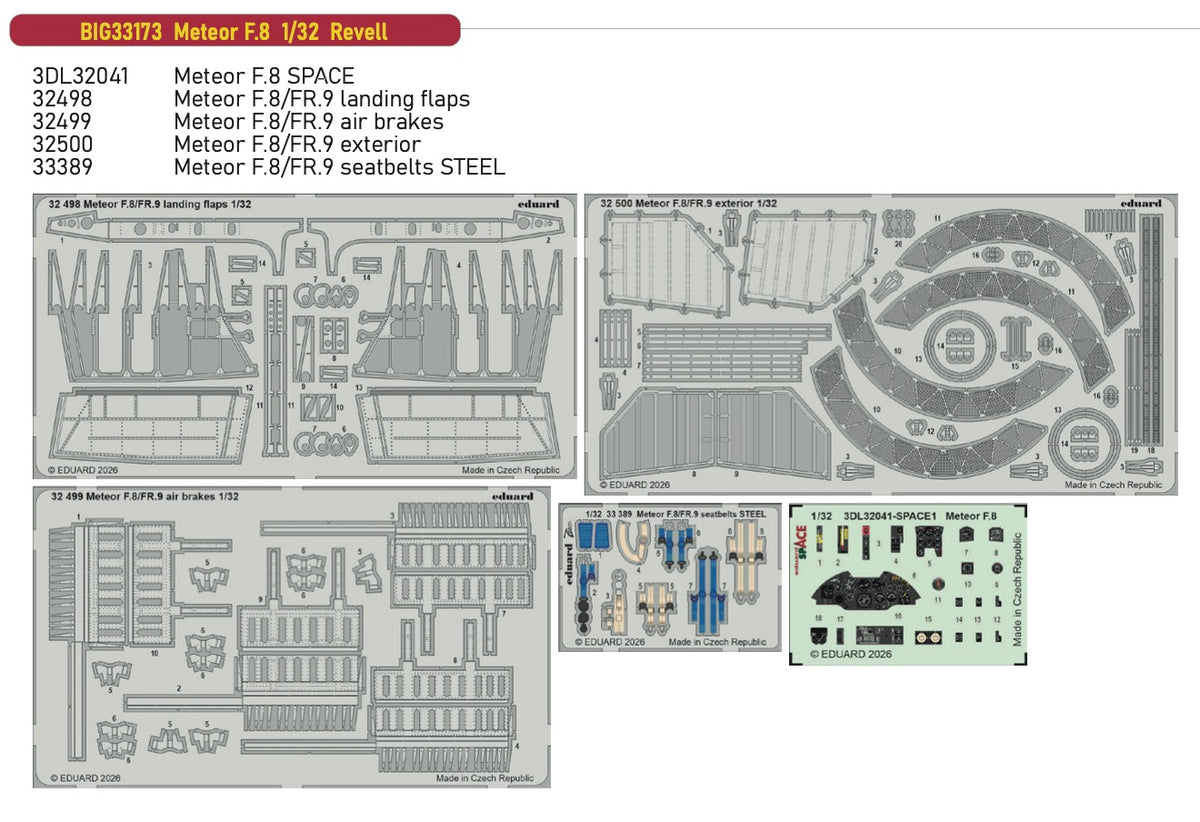 Eduard Big-Ed BIG33173 1:32 Gloster Meteor F.8 Big-Ed Set