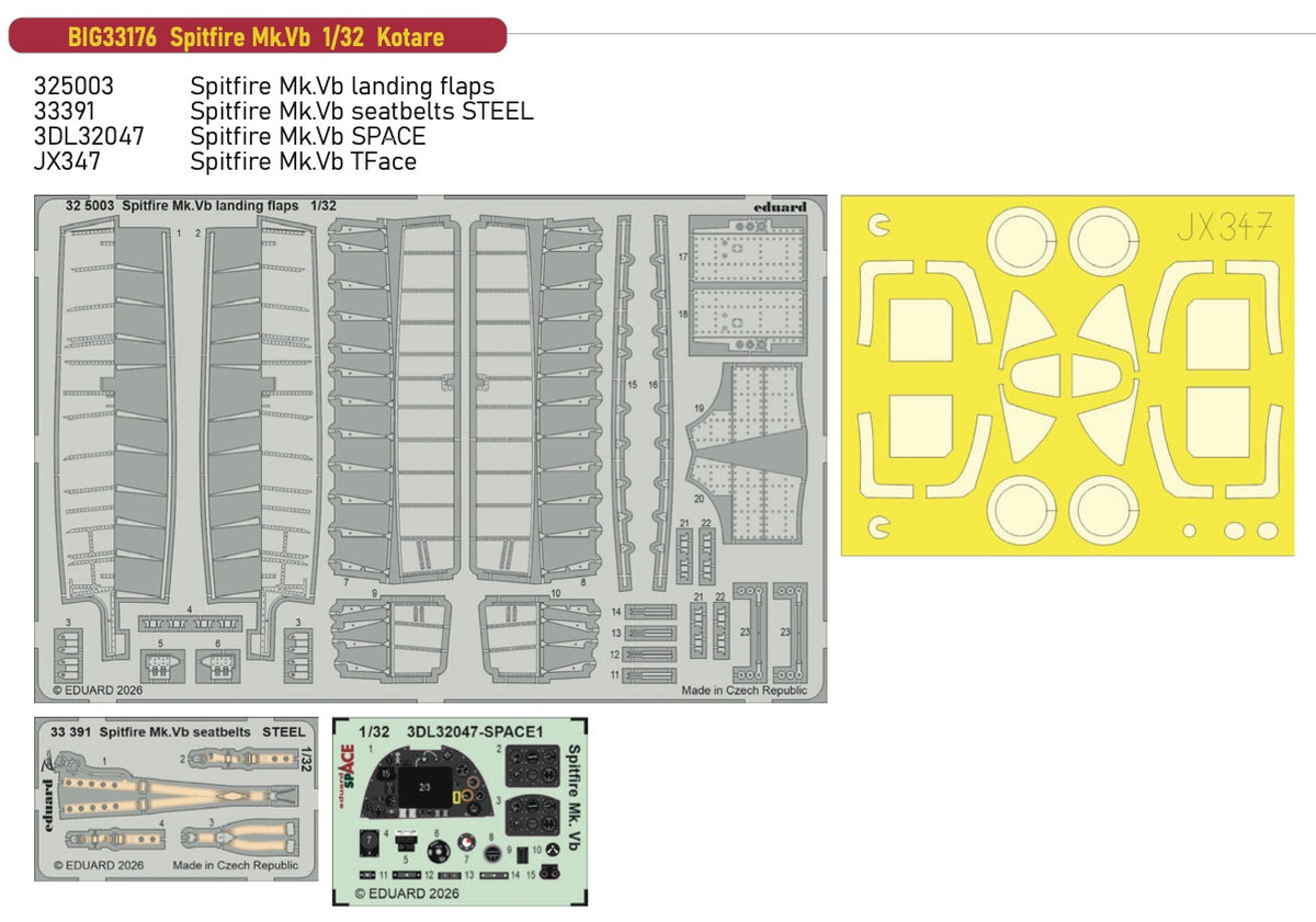 Eduard Big-Ed BIG33176 1:32 Supermarine Spitfire Mk.Vb Big-Ed Set