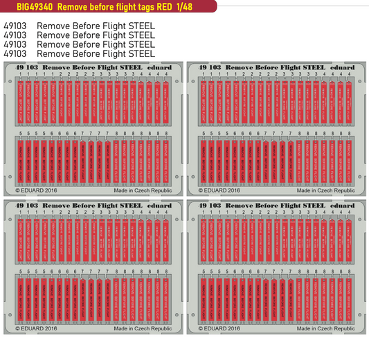Eduard Big-Ed BIG49340 1:48 Remove before flight tags RED