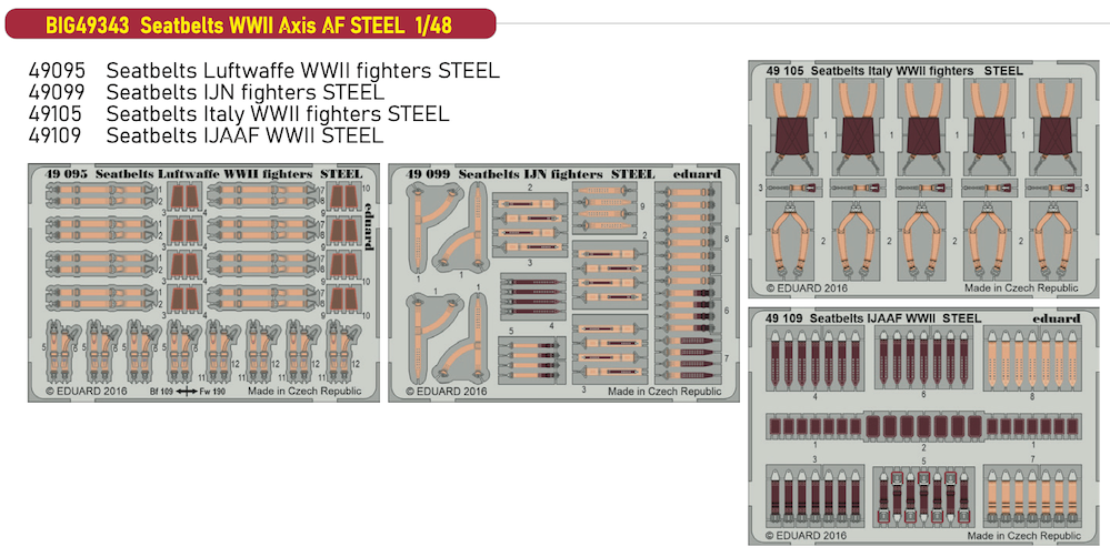 Eduard Big-Ed BIG49343 1:48 Seatbelts WWII Axis AF STEEL