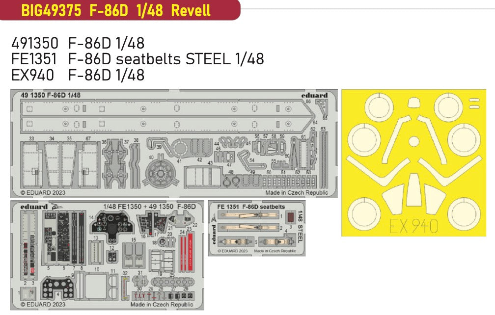 Eduard Big-Ed BIG49375 1:48 F-86D Sabre to be used with Revell