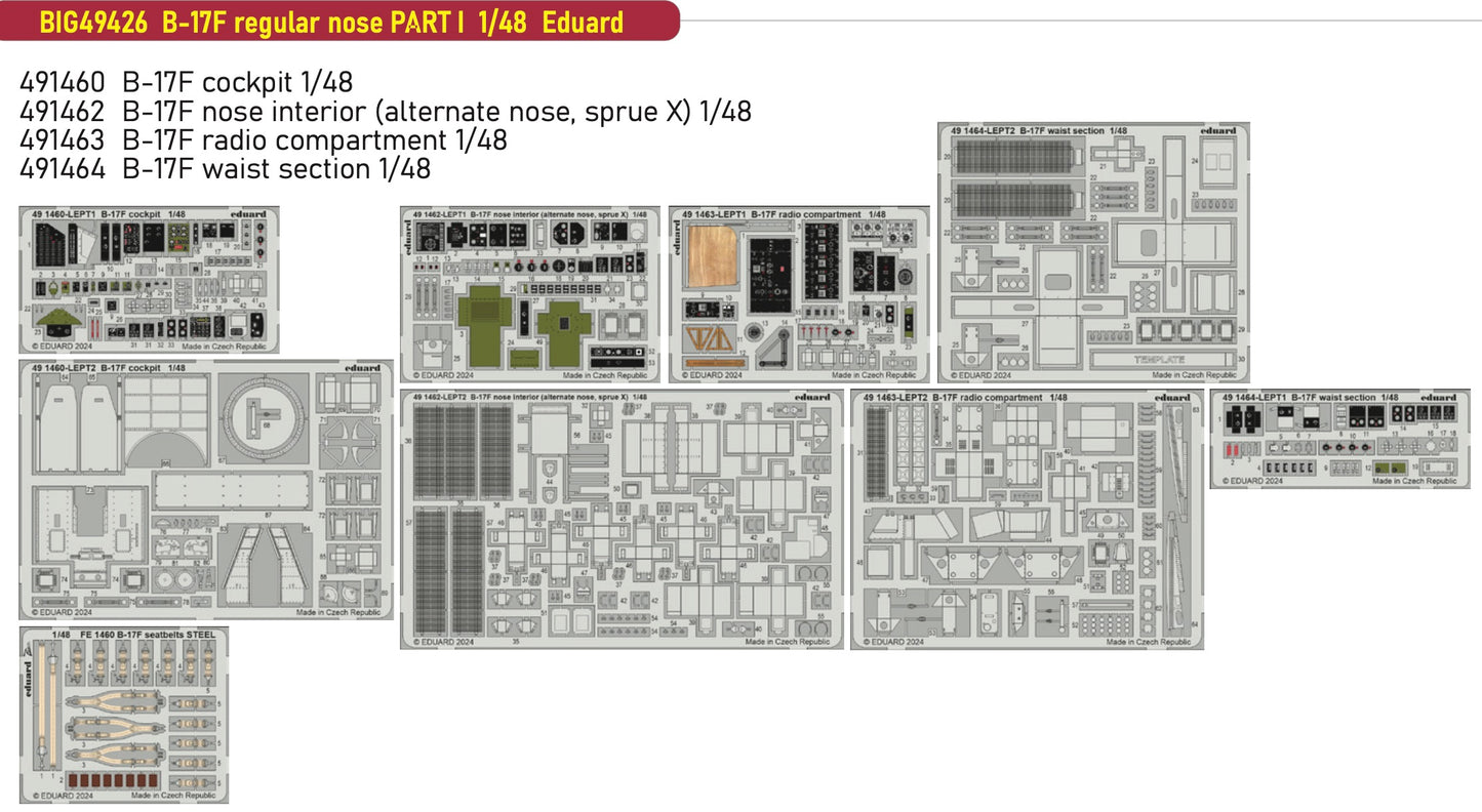 Eduard Big-Ed BIG49426 1:48 B-17F alternate nose (frame X) PART I Big-Ed Set