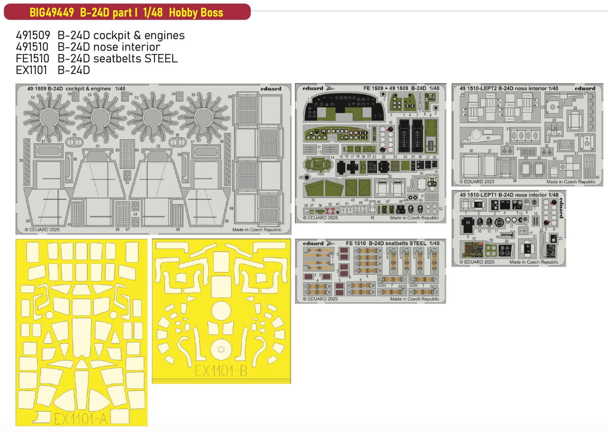 Eduard Big-Ed EBIG49449 1:48 Consolidated B-24D Liberator Part I Big-Ed Set